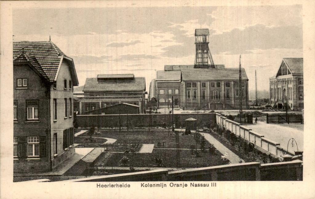 Heerlerheide - Kolenmijn Oranje Nassau III - Schacht, Verzamelen, Ophalen of Verzenden, 1920 tot 1940, Gelopen, Limburg