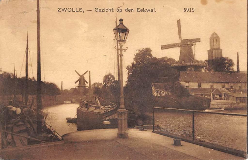 Zwolle Gezicht op den Eekwal Nauta 5910 Molens, Verzenden, Voor 1920, Gelopen, Overijssel
