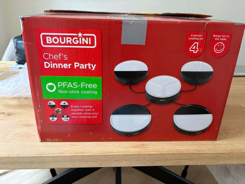 Bourgini Chef's Dinner Party - 4-persoons kookset, Witgoed en Apparatuur, Gourmetstellen, Gebruikt, 4 t/m 7 personen, Ophalen of Verzenden