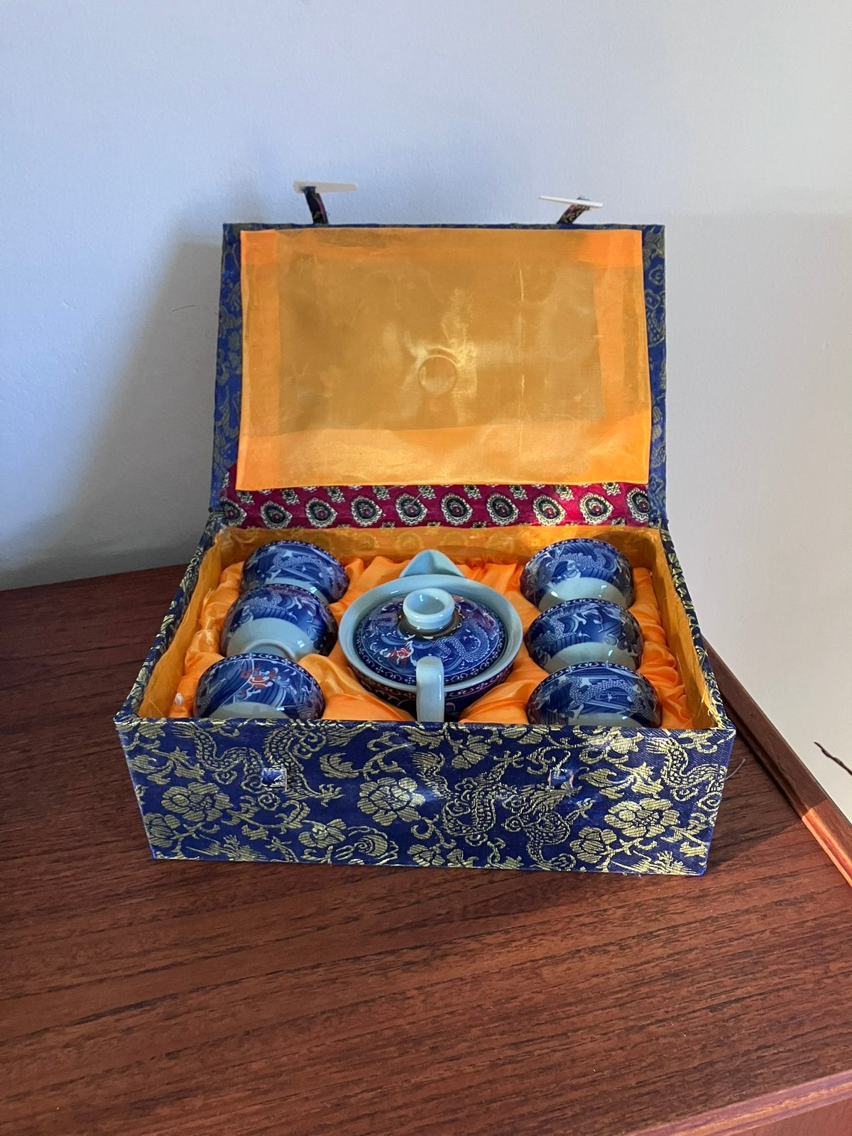 Vintage Chinees Porseleinen Theeservies – Jingdezhen Draak, Antiek en Kunst, Ophalen of Verzenden