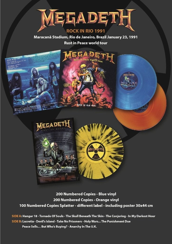 megadeth rust in peace world tour Rock Rio 1991 Numbered lp, LP, Thrash metal, Verzenden, Zo goed als nieuw