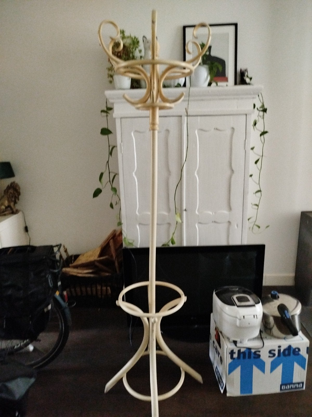 Vintage staande kapstok, crème/lichtgeel, Huis en Inrichting, Ophalen, Gebruikt, 200 cm of meer, Staande kapstok