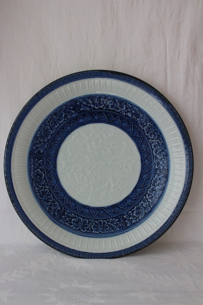 Vintage Japanse Arita Mansen majolica grote schaal, Ophalen of Verzenden