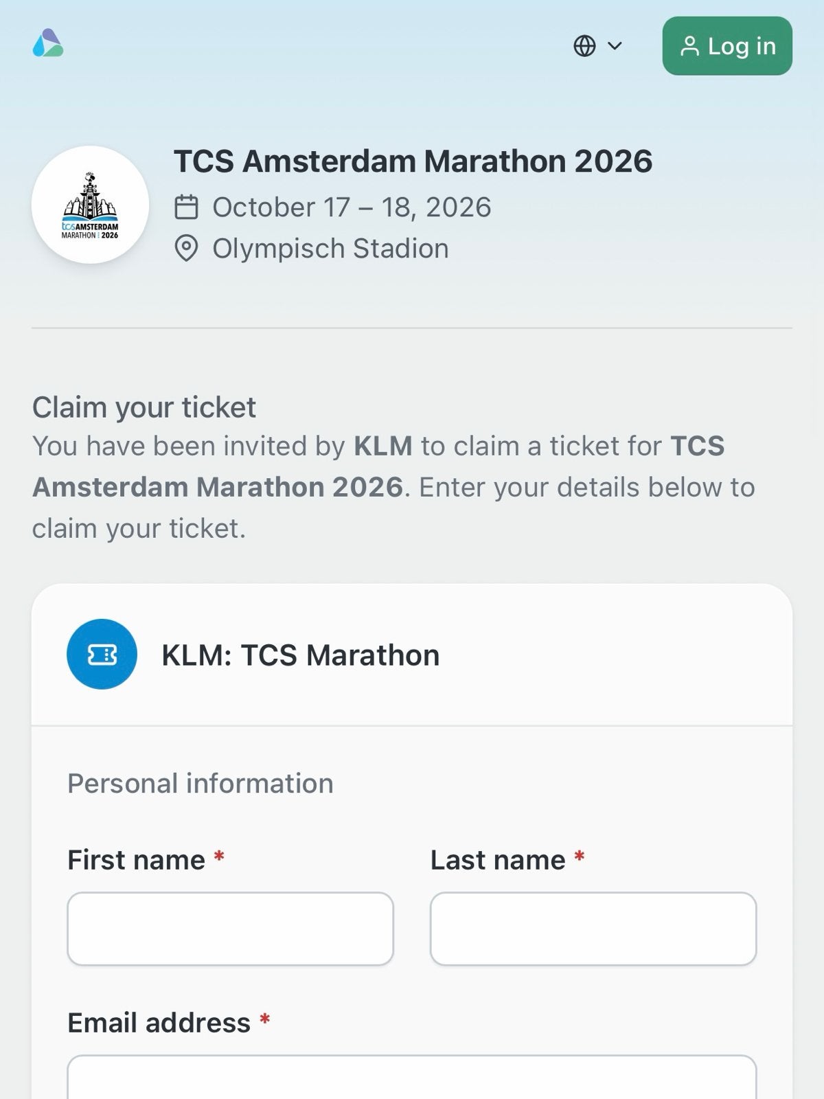 2x Ticket heele Marathon Amsterdam, Tickets en Kaartjes, Sport | Overige, Twee personen, Oktober