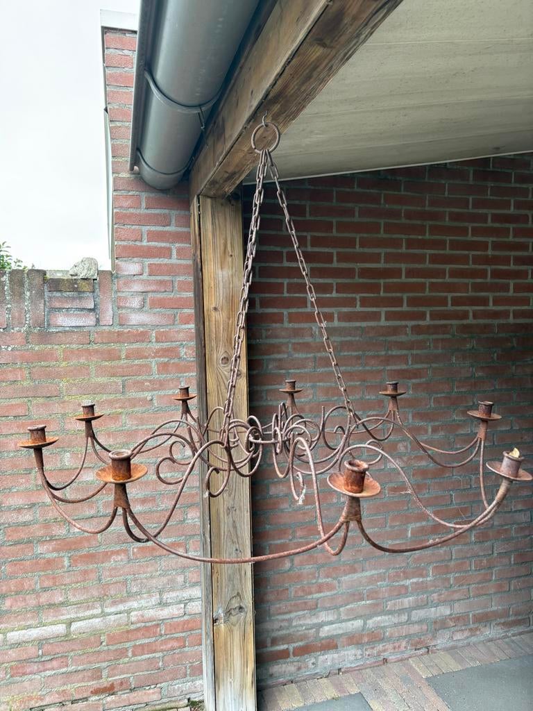 Grote roest kandelaar - 90 cm doorsnee brocante, Ophalen, Gebruikt, Metaal
