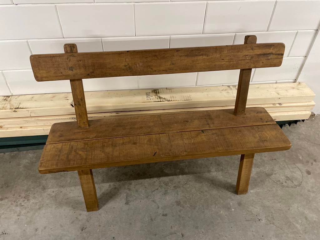 Antiek houten bankje - 140 cm lang, 80 cm hoog, Antiek en Kunst, Ophalen of Verzenden