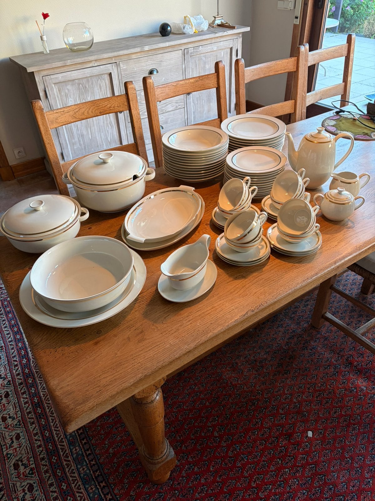 Vintage eet en koffieservies 12p compleet, Antiek en Kunst, Antiek | Servies compleet, Ophalen