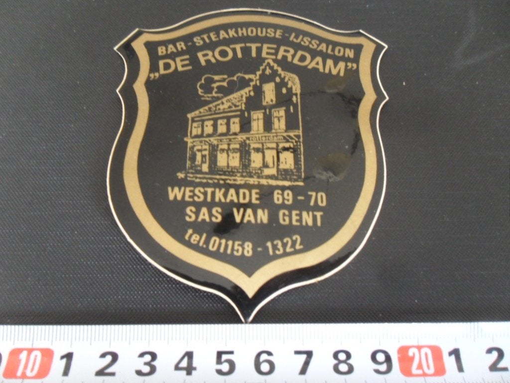 sticker sas van gent bar steakhouse ijssalon DE ROTTERDAM *, Ophalen of Verzenden, Zo goed als nieuw