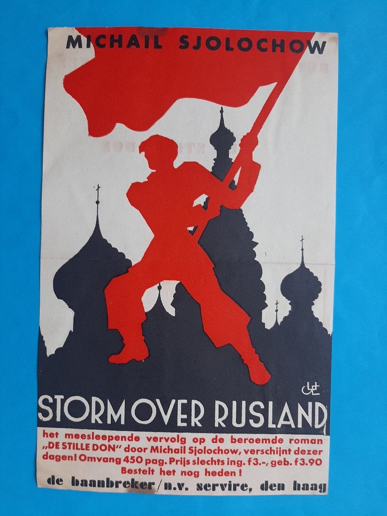 Jaren 30 folder promotie boek Sjolochow Storm over Rusland, Folder, Ophalen of Verzenden, Michail Sjolochow, Gelezen