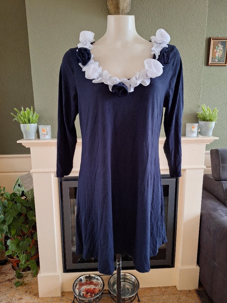Yoek mooie blauwe bloemen tuniek top M 44, Yoek, Maat 42/44 (L), Zo goed als nieuw, Verzenden