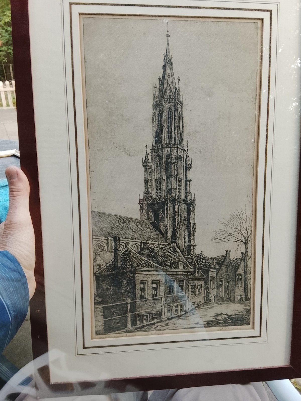 Delft ets nieuwe kerk gesigneerd, Ophalen of Verzenden