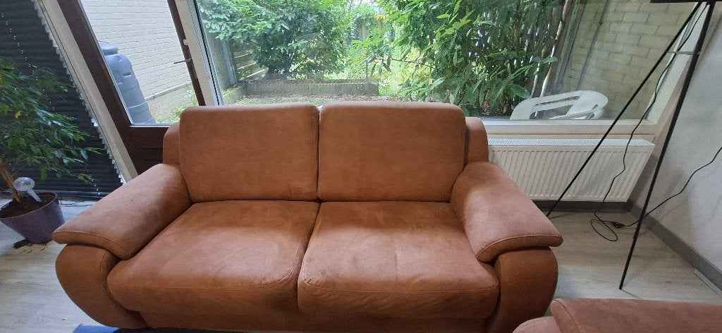 Bank 2,5-zits cognac, Ophalen, Gebruikt, Tweepersoons, 75 tot 100 cm