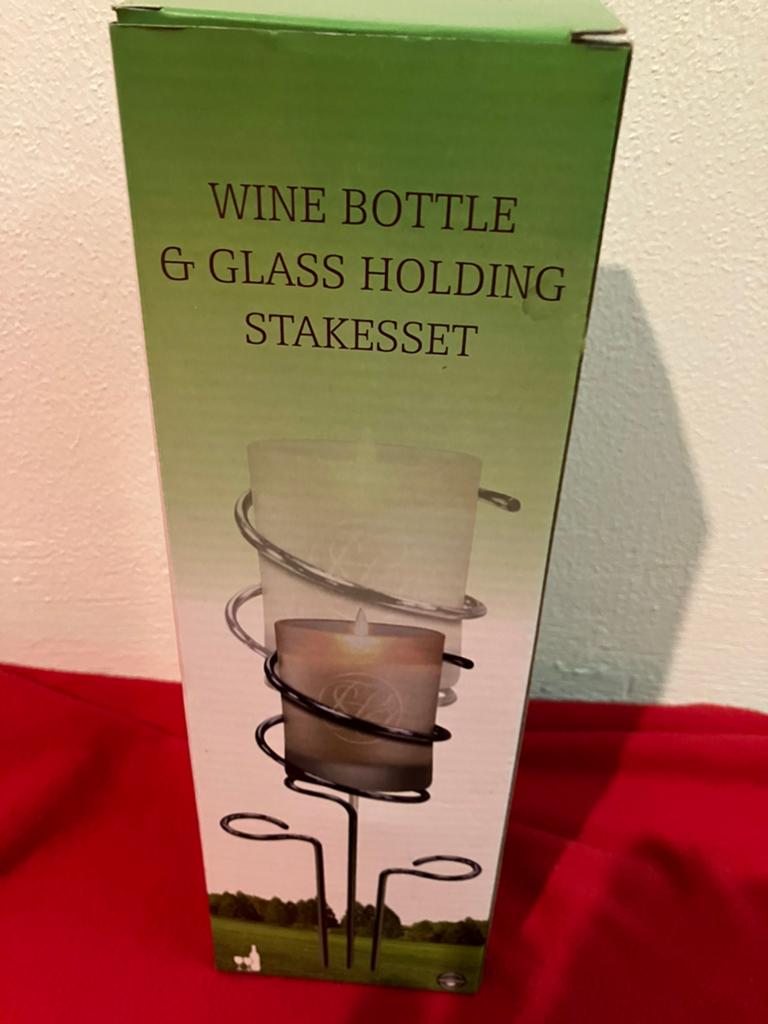 Wijnfles & Glas Houder Prikkerset - Nieuw in doos, Tuin en Terras, Tuinstekers, Ophalen, Nieuw