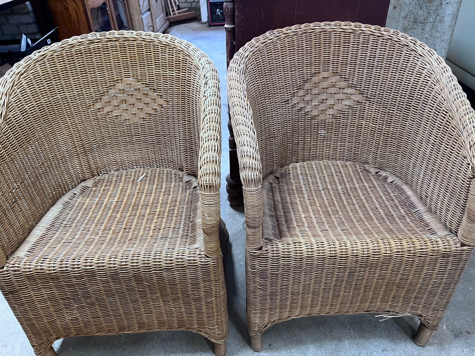 Rieten stoelen €80,-, Huis en Inrichting, Ophalen, Gebruikt, 50 tot 75 cm, Riet of Rotan