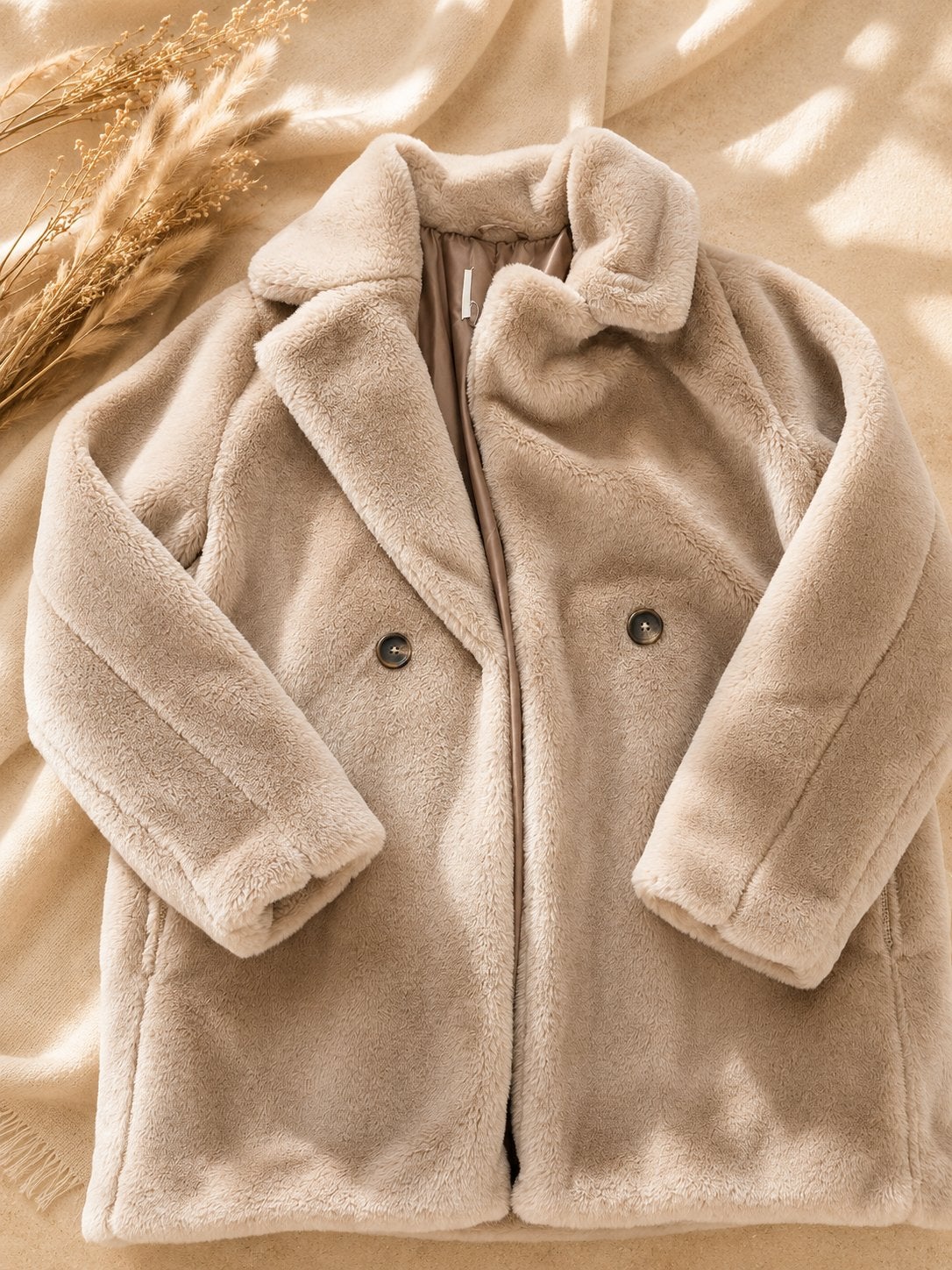 Beige Faux-Fur Teddy Coat – Soft & Cozy, Ophalen, Beige, Jasje, Maat 36 (S)