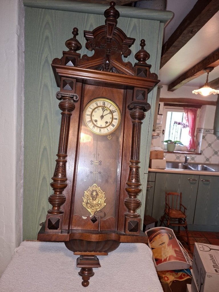 oude regelateur klok, begin 1900, Antiek en Kunst, Ophalen of Verzenden