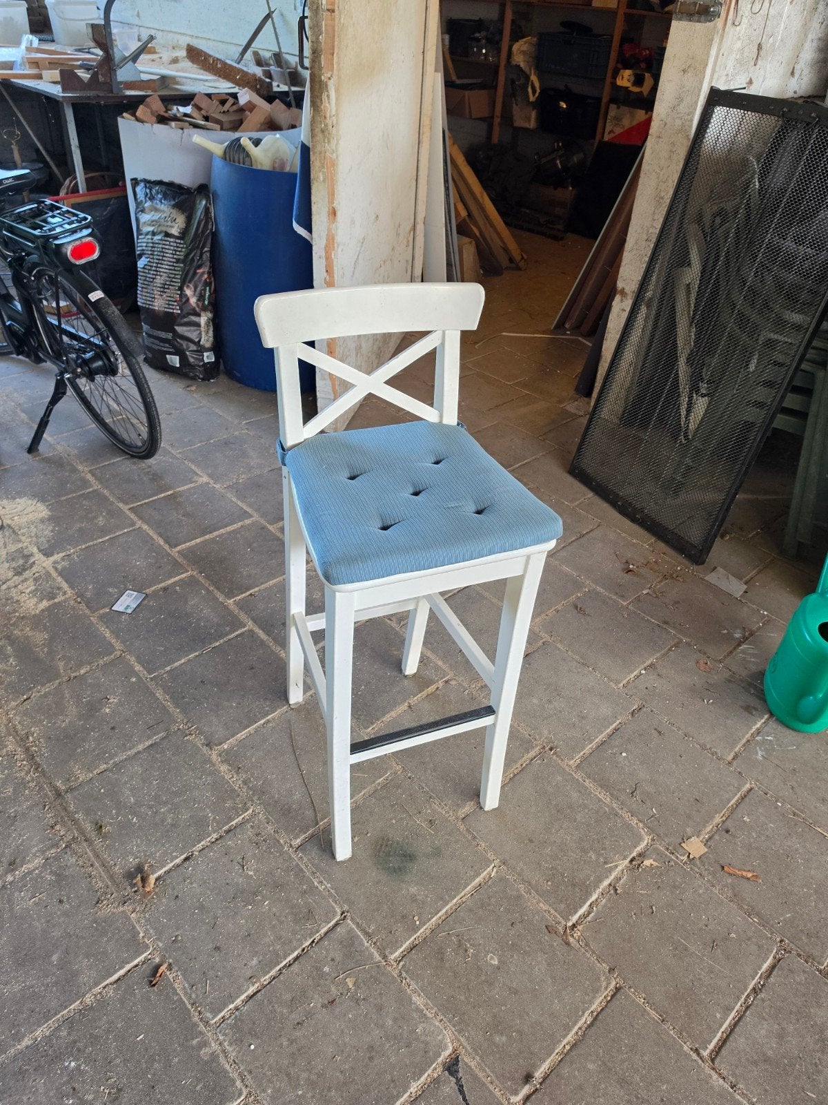 Witte barkruk 3x, Huis en Inrichting, Stoelen, Ophalen, Gebruikt, Wit, Stof