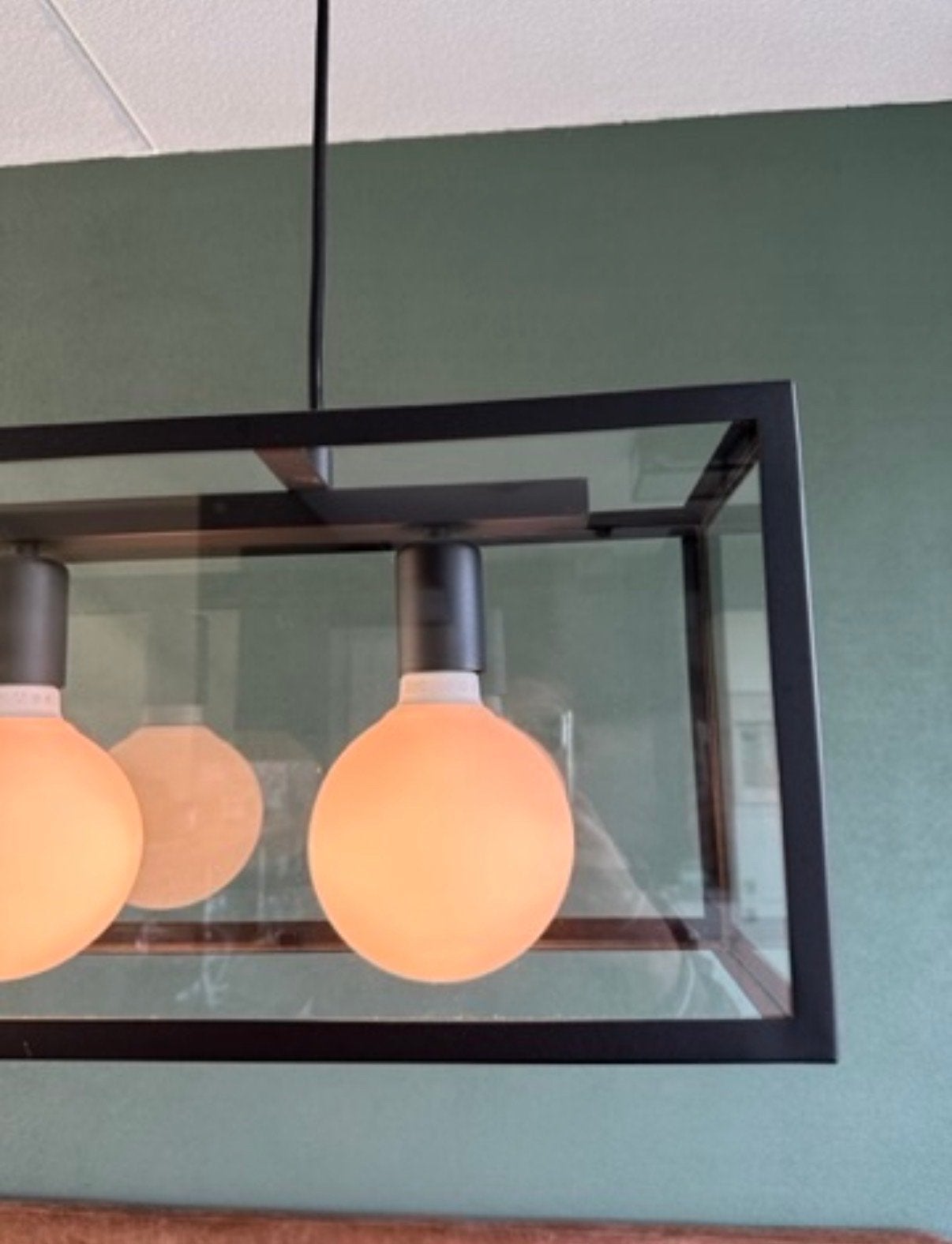 Eglo hanglamp en plafondlamp set - Zwart metaal/glas, Huis en Inrichting, Ophalen, Gebruikt, Metaal, E27 (groot)