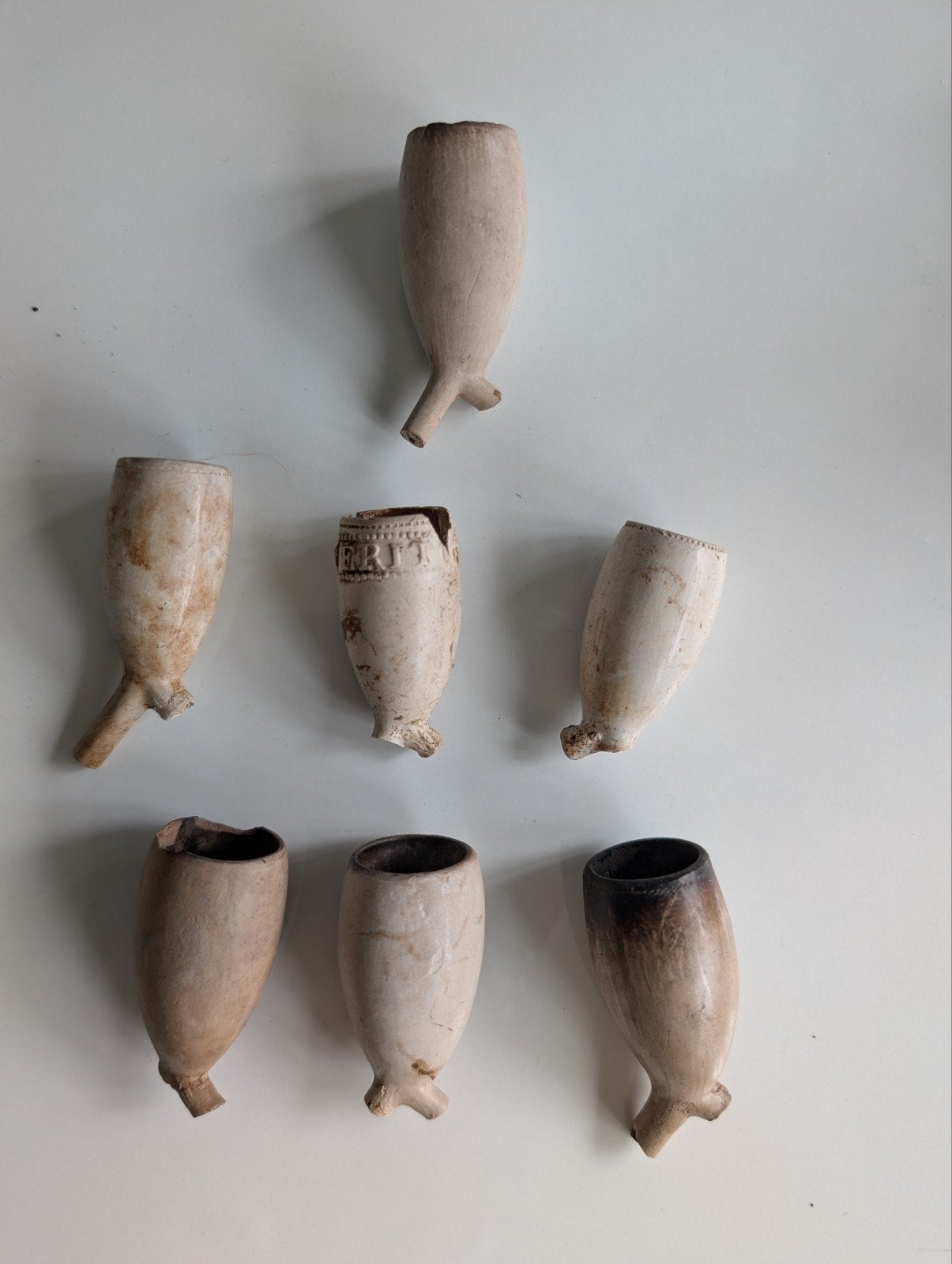 Antieke kleipijpen (7 stuks) pijpekoppen, Ophalen of Verzenden
