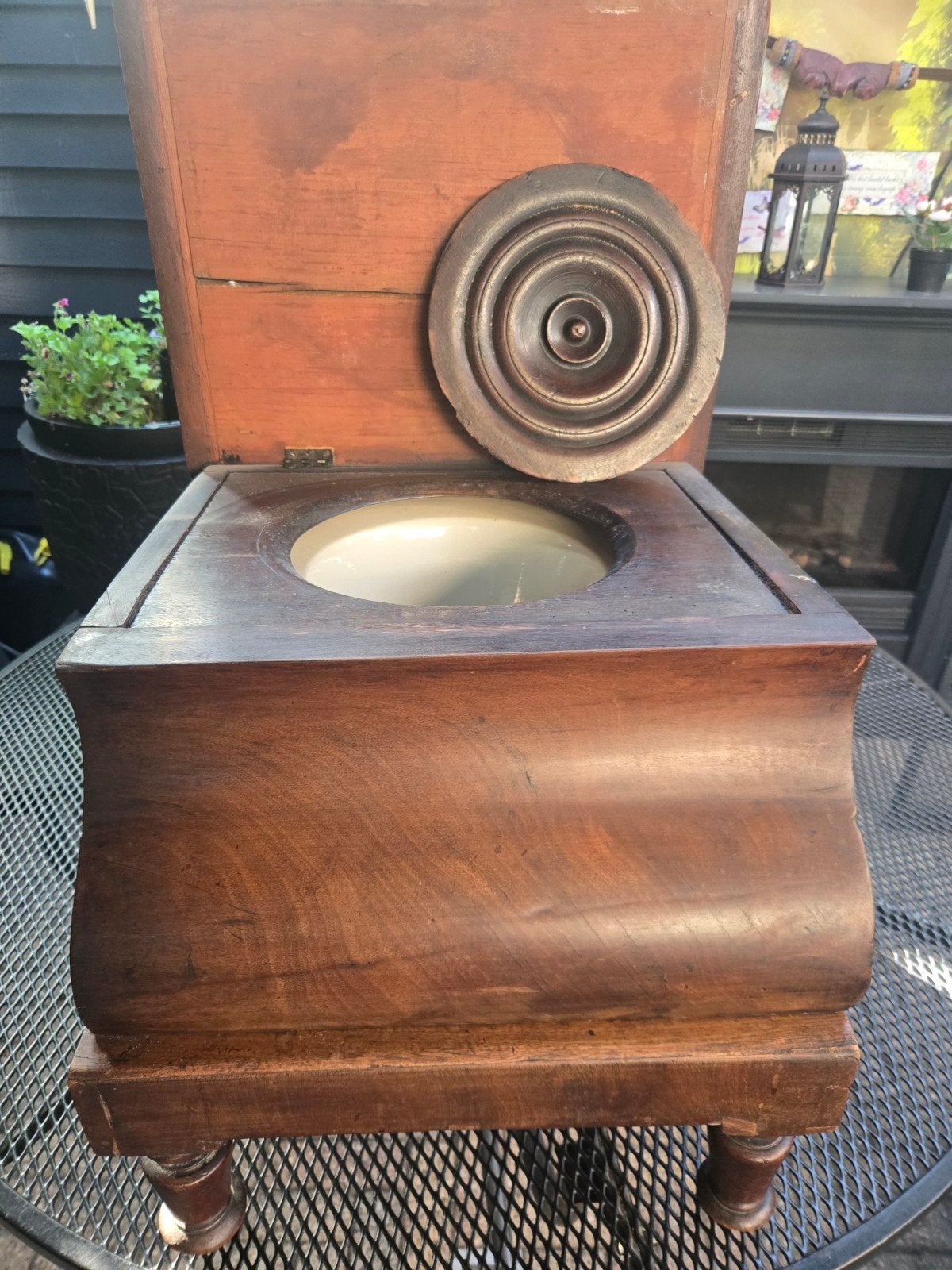 Antieke houten po met deksel, Ophalen of Verzenden