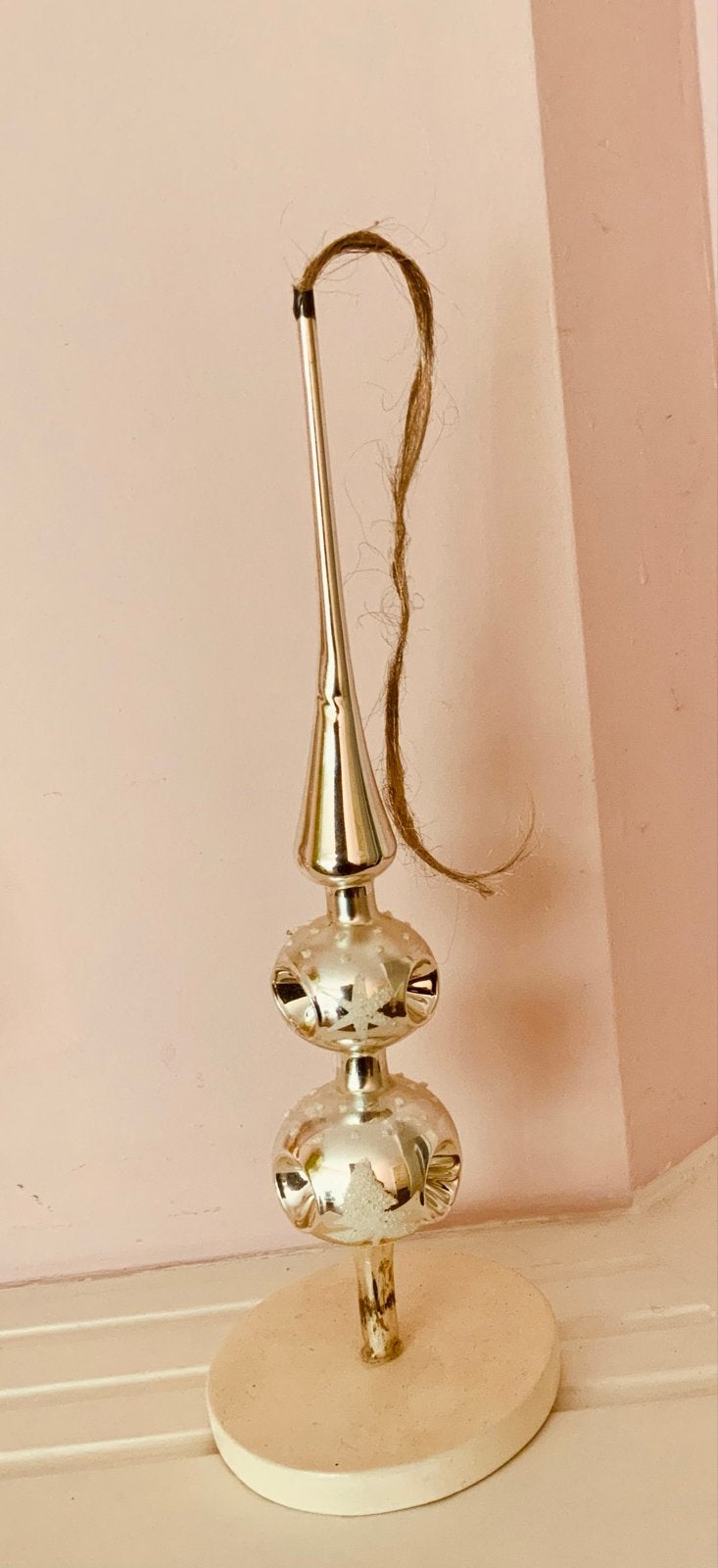 Antieke kerst piek op stam Lauscha met tinsel staart 1920, Antiek en Kunst, Ophalen of Verzenden