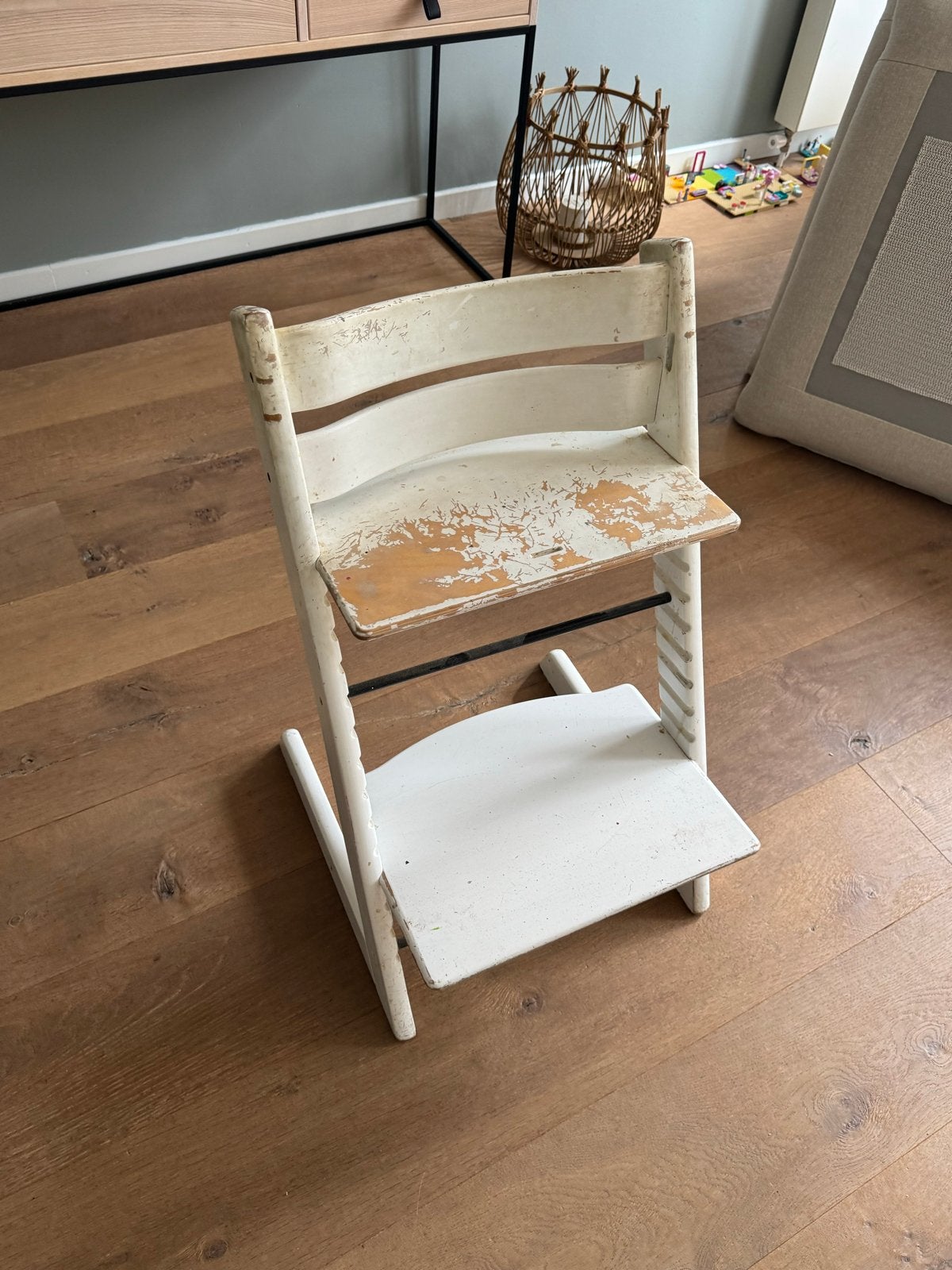 Gebruikte Stokke Tripp Trapp meegroeistoel wit, Ophalen, Gebruikt, Meegroeistoel, Aanschuifbaar