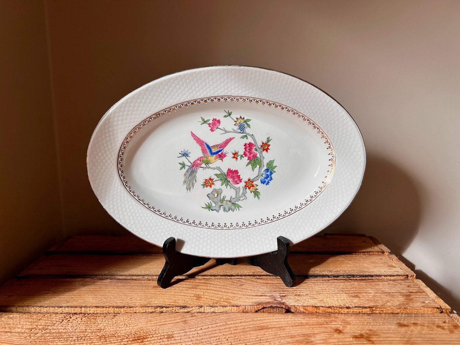 Serveerbord XL retro servies l’Amandinoise paradijsvogel, Verzenden