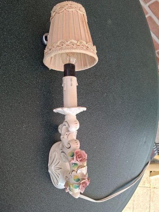 Vintage Italiaanse porseleinen wandlamp, Ophalen of Verzenden