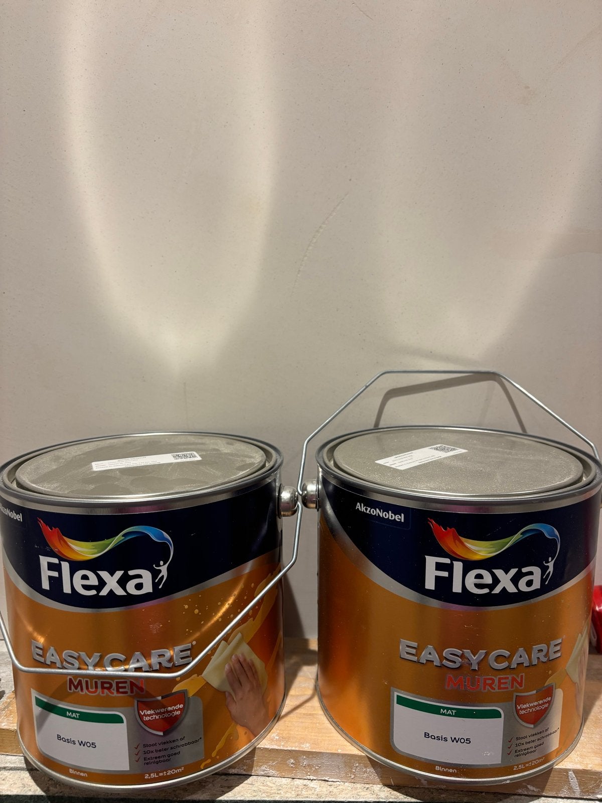 Flexa Easycare + Strak Op De Muur (in totaal 15 liter), Beige, Ophalen of Verzenden, 15 tot 20 liter, Verf