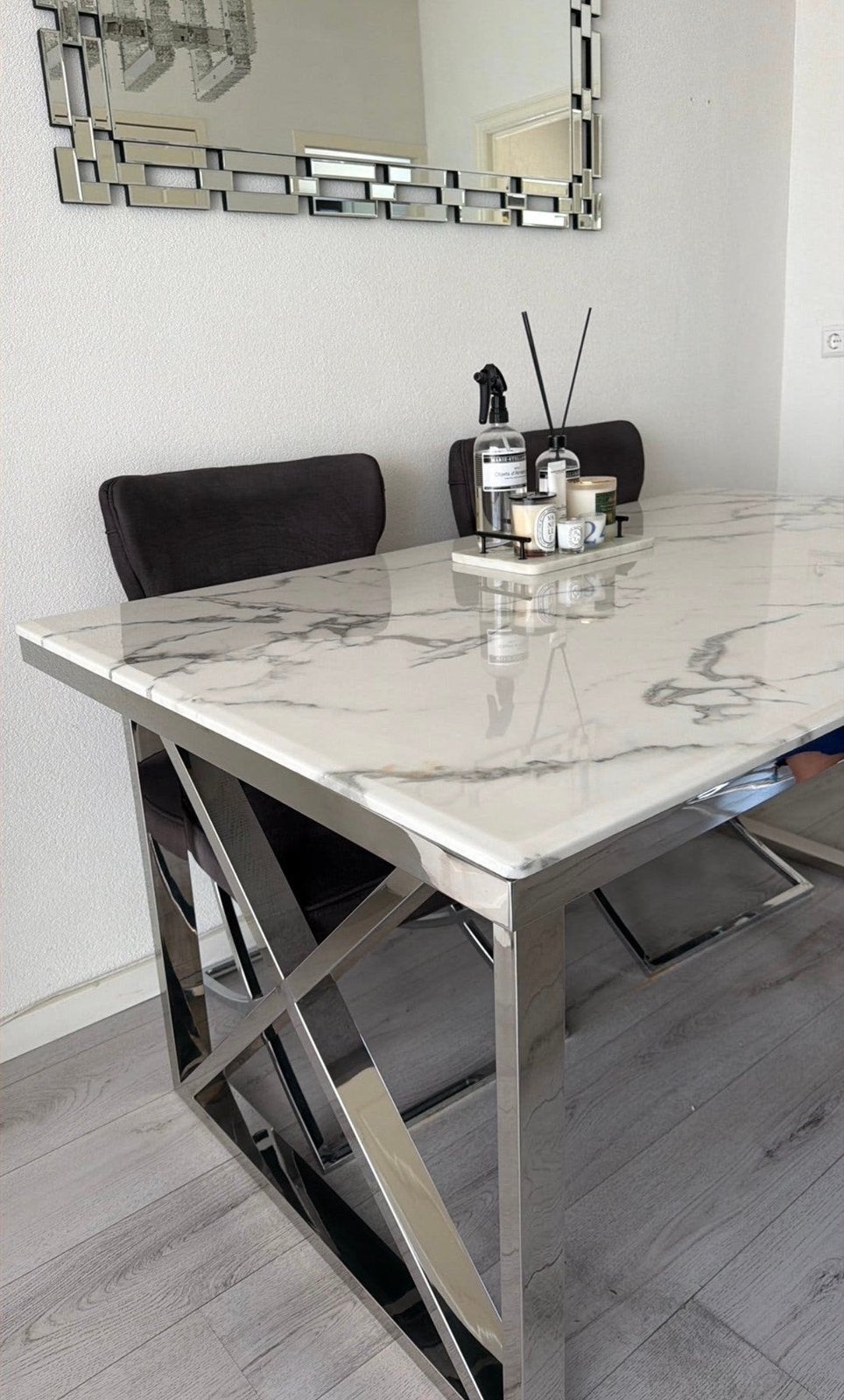 Marmer eet en salon tafel, Ophalen, Zo goed als nieuw, Rechthoekig, 50 tot 100 cm
