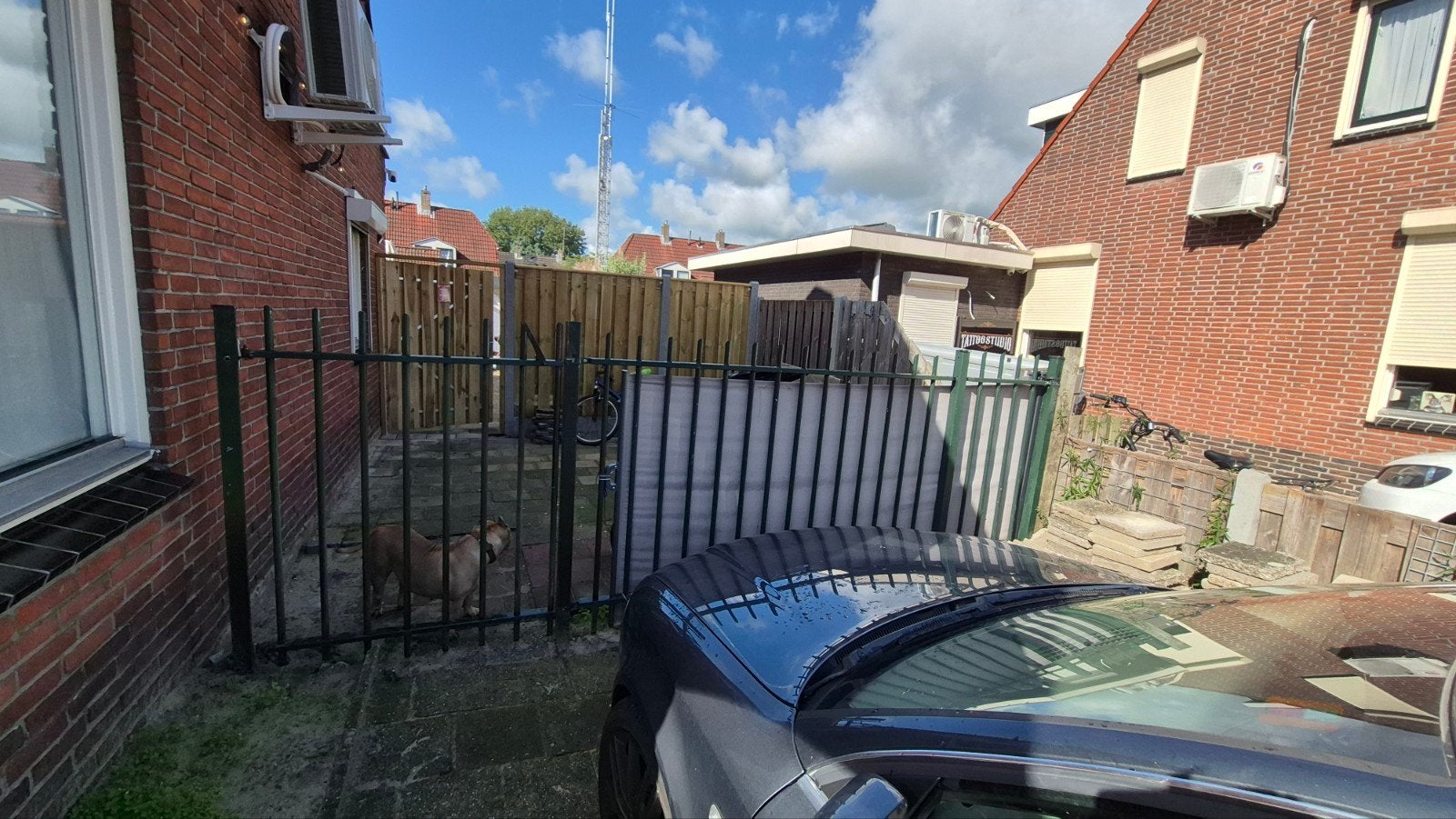 Stalen hekwerk met 2 poorten Gebruikt, Ophalen, Met poort, Gebruikt, Spijlenhekwerk