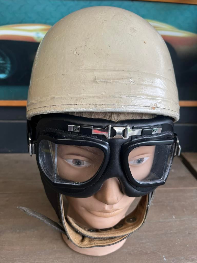 Pracht Cromwell oldtimer helm met facet bril, Ophalen of Verzenden