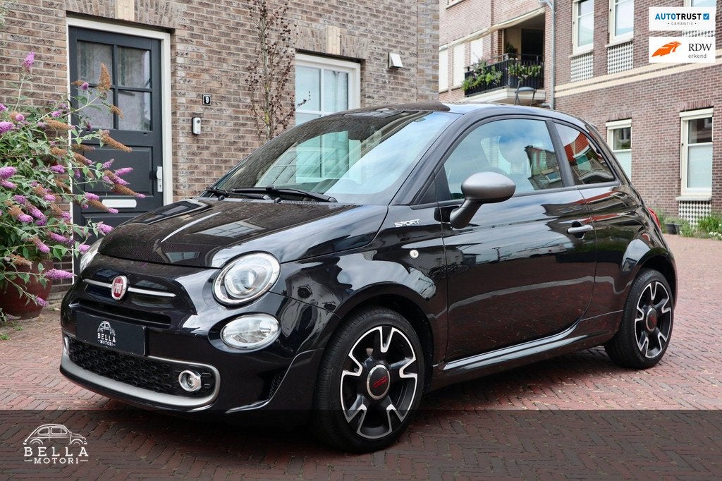Fiat 500 1.0 Hybrid Sport | Panoramadak | Apple CarPlay | Vo, Auto's, Fiat, Gebruikt, Zwart, Leder en Stof, Zwart