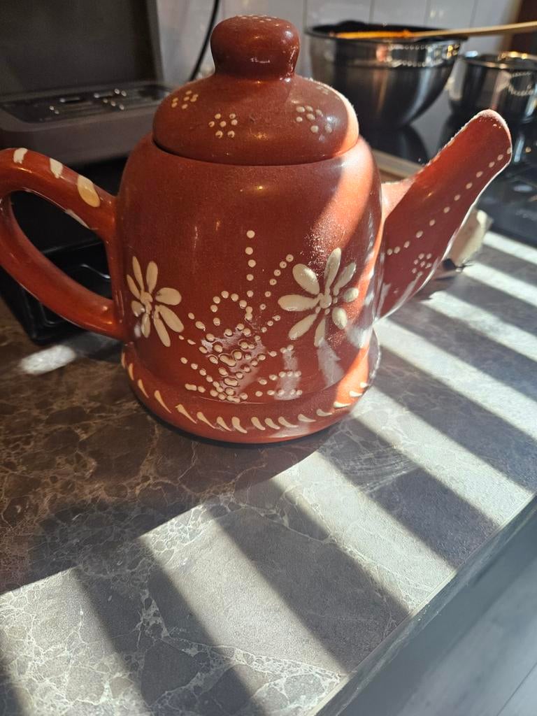 Sabores de Portugal Aardewerk Theepot - Handbeschilderd, Overige typen, Ophalen of Verzenden, Zo goed als nieuw, Overige stijlen