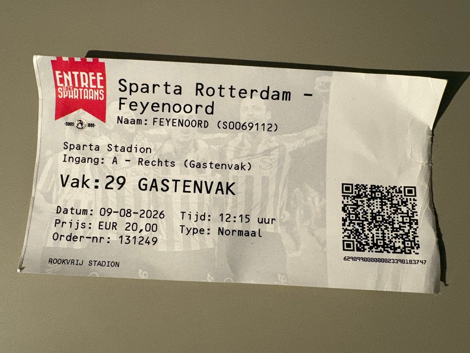 Kaartje Sparta - Feyenoord 09/08/2026, Ophalen of Verzenden, Gebruikt, Feyenoord, Overige typen