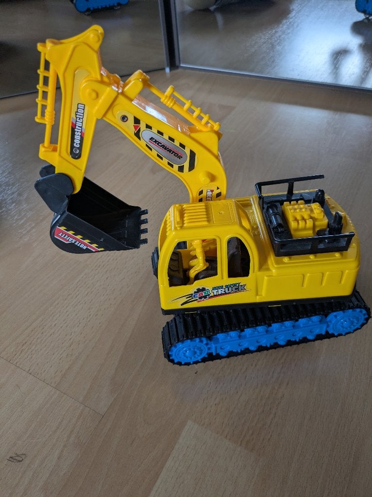 Speelgoed Graafmachine met Bouwhelm - Geel, Ophalen of Verzenden, Zo goed als nieuw