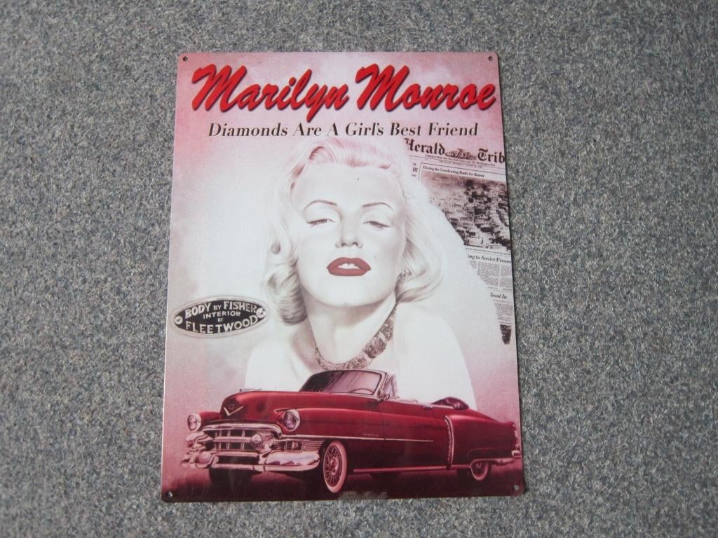 MARILYN MONROE BLIKKEN RECLAMEBORD, Ophalen, Zo goed als nieuw, Reclamebord