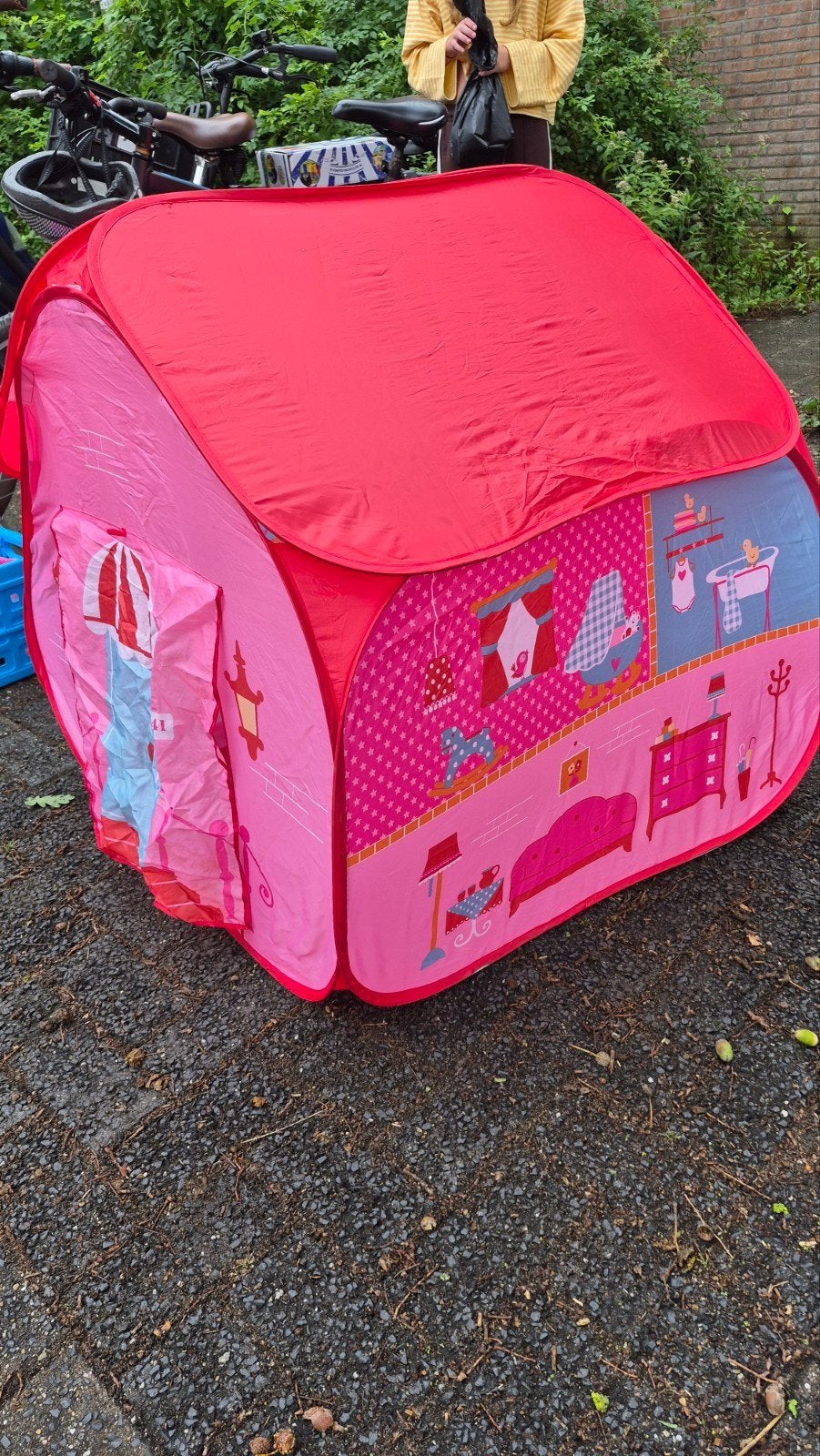Roze speelhuisje/tent voor kinderen, Ophalen, Gebruikt, Overige materialen