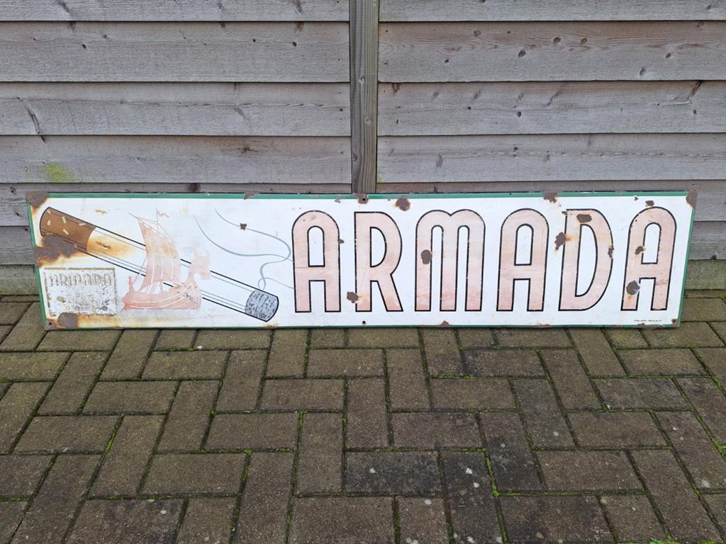 Emaille reclamebord Armada 1961, Ophalen, Gebruikt, Reclamebord
