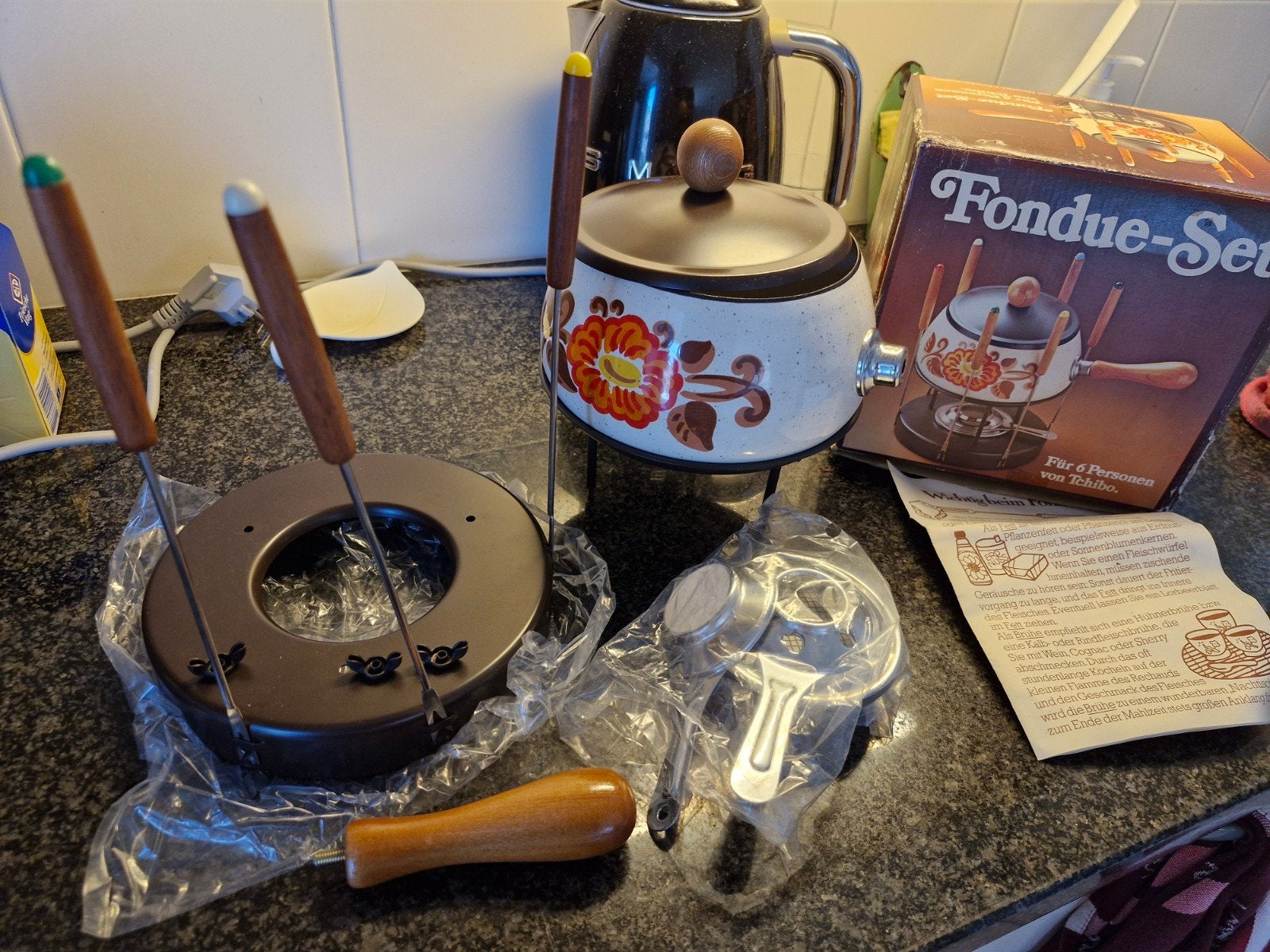 Retro Fondueset - Nieuw in doos, nooit gebruikt!, Witgoed en Apparatuur, Fonduesets, Ophalen of Verzenden, Nieuw, Brander, Fondueset