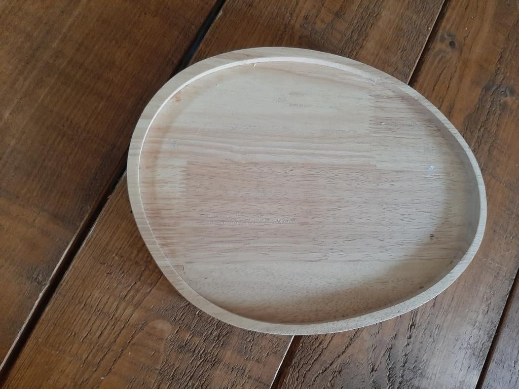 Houten plateau, Huis en Inrichting, Woonaccessoires | Dienbladen, Ophalen of Verzenden, Zo goed als nieuw, Rond, Hout