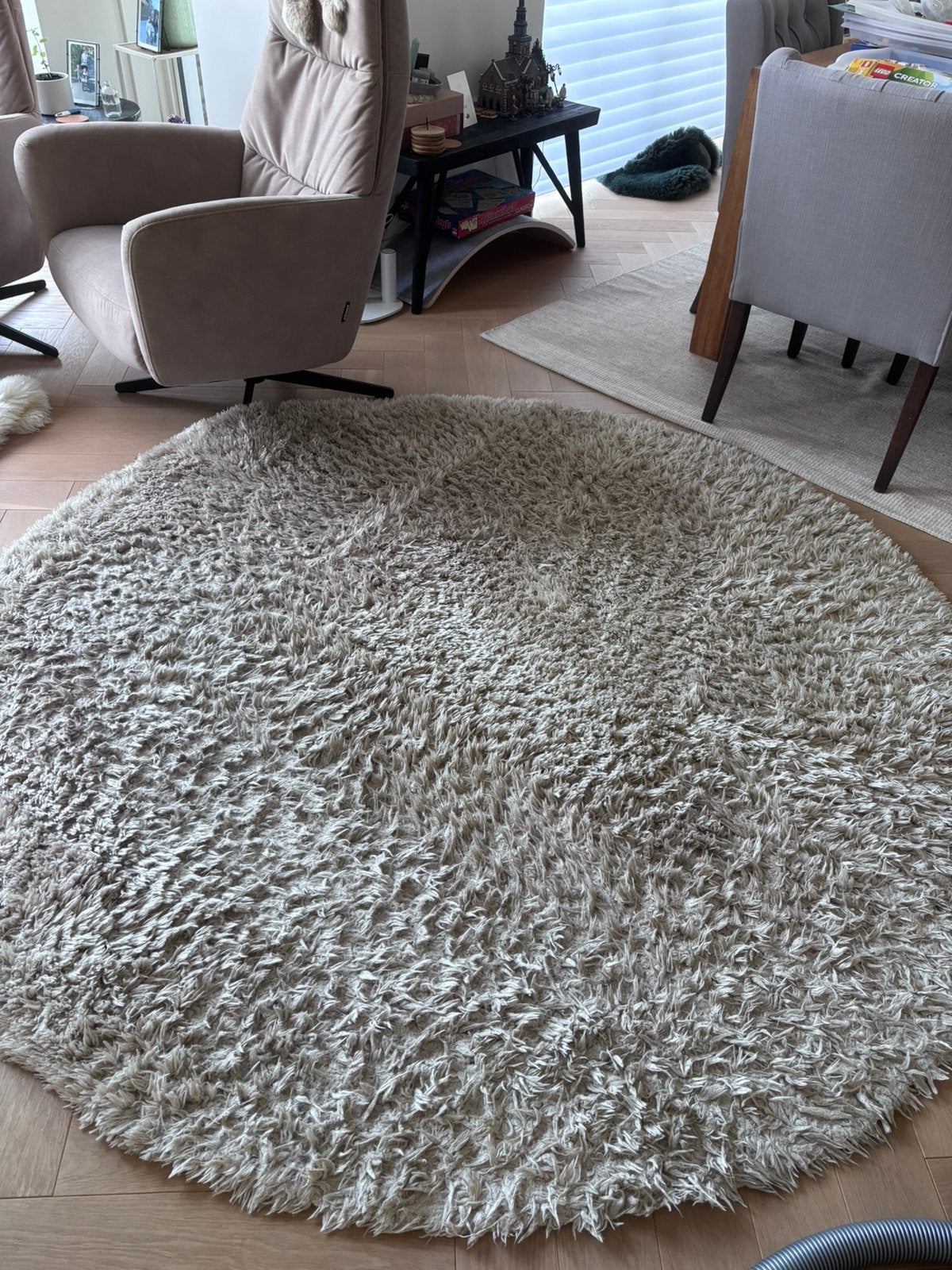 Rond kleed 200cm - Grijs vloerkleed - Sintra Karwei, Ophalen, Rond, Zo goed als nieuw, 200 cm of meer