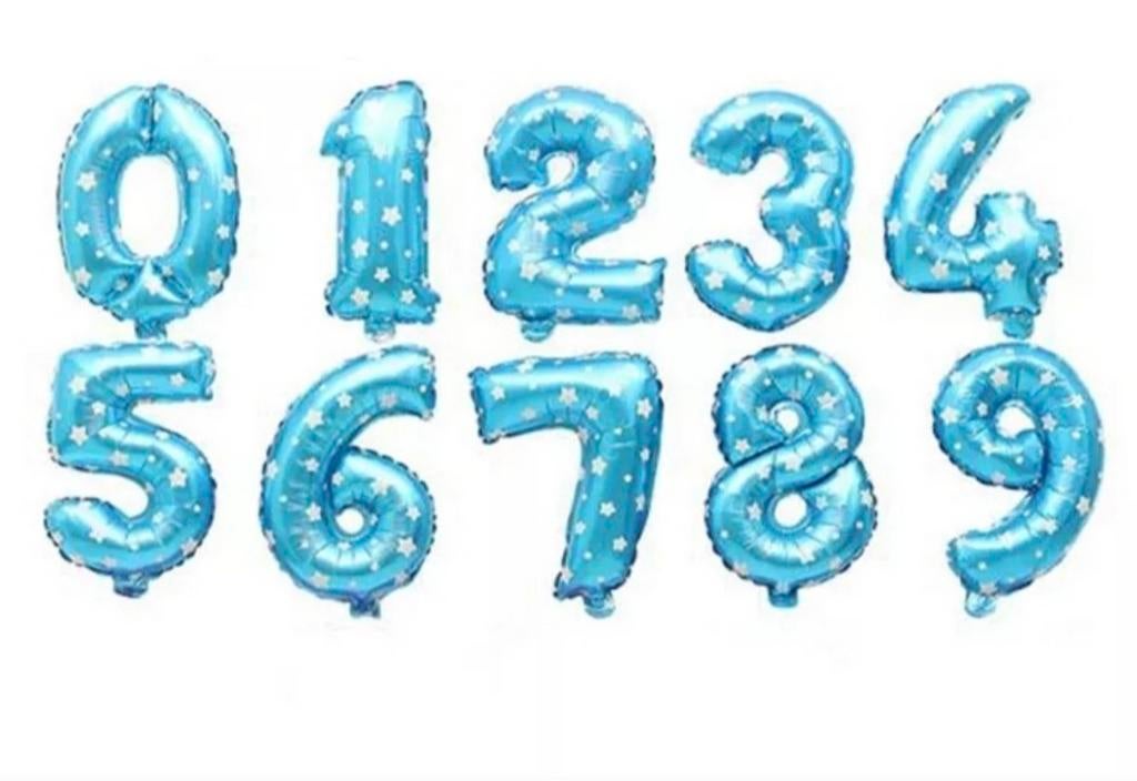 28x cijfer folie ballonnen * blauw ster, Ophalen of Verzenden, Nieuw, Versiering, Verjaardag