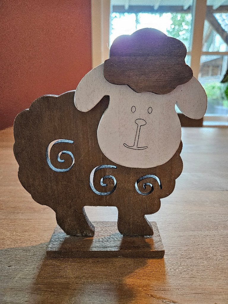 Houten decoratie schaap, Overige kleuren, Ophalen of Verzenden, Zo goed als nieuw, Wanddecoratie