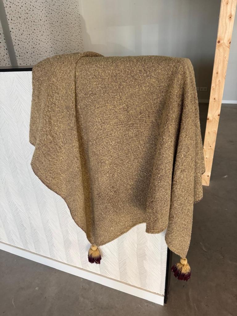 Plaid okergeel en paars, Ophalen, Nieuw