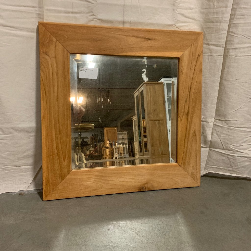 Spiegel facet met teak lijst 60 x 60 cm - Gratis bezorgd, TTM Wonen, Meubels – (Perzische) Tapijten en Woonaccessoires, Taag 63, 2491 CS, Den Haag (Forepark)