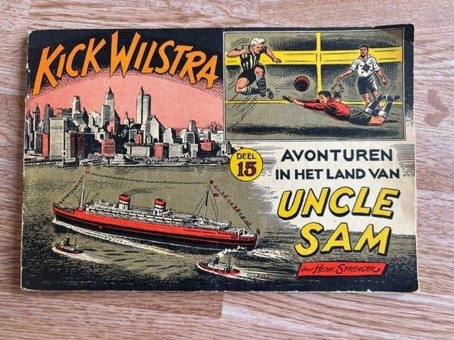 voetbal stripverhaal Kick Wilstra/deel 15,Land van Uncle Sam, Eén stripboek, Ophalen of Verzenden, Zo goed als nieuw