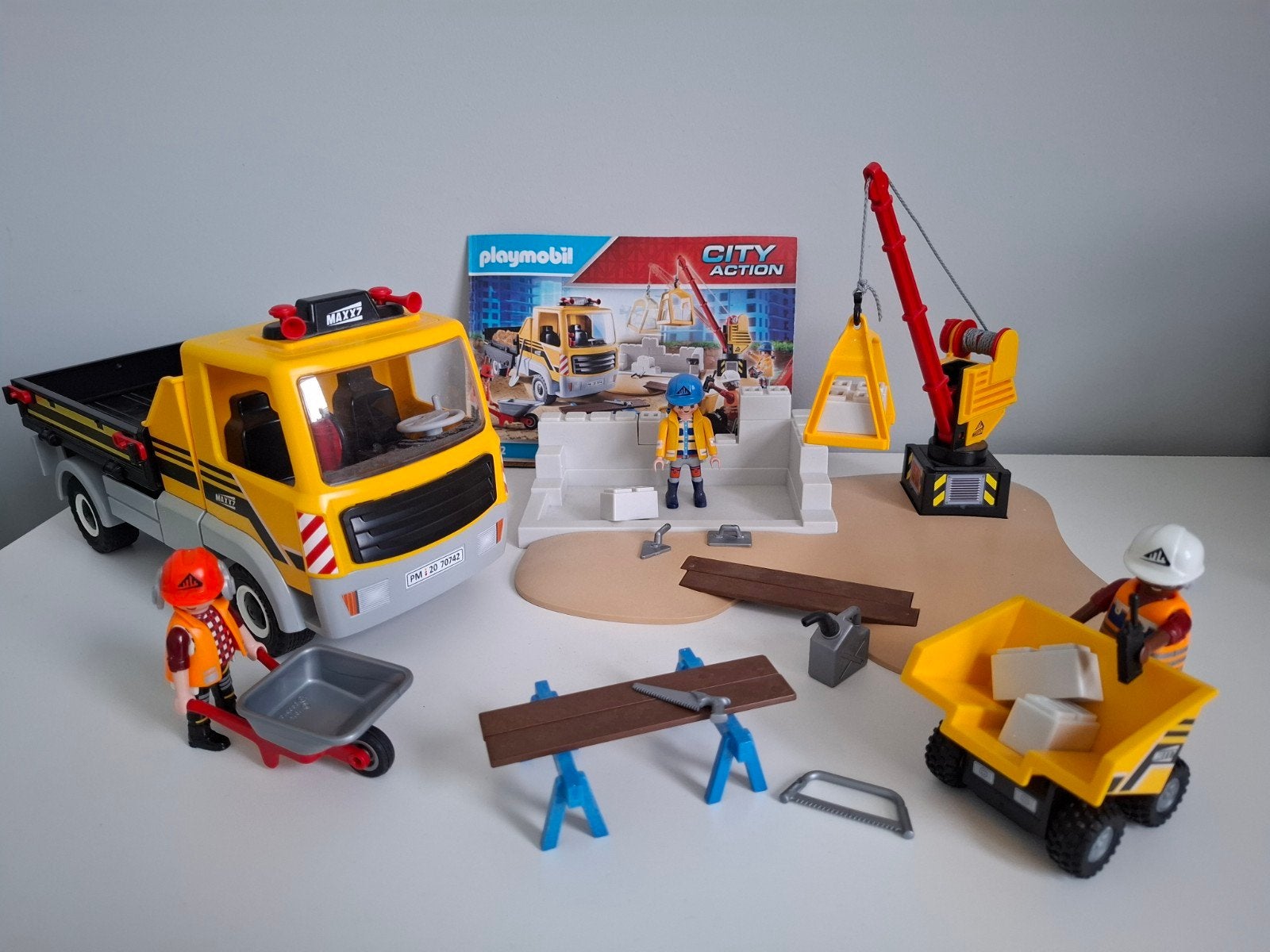 Playmobil Bouwplaats met kiepwagen 70742 + 4041, Ophalen, Complete set, Voertuig, Zo goed als nieuw