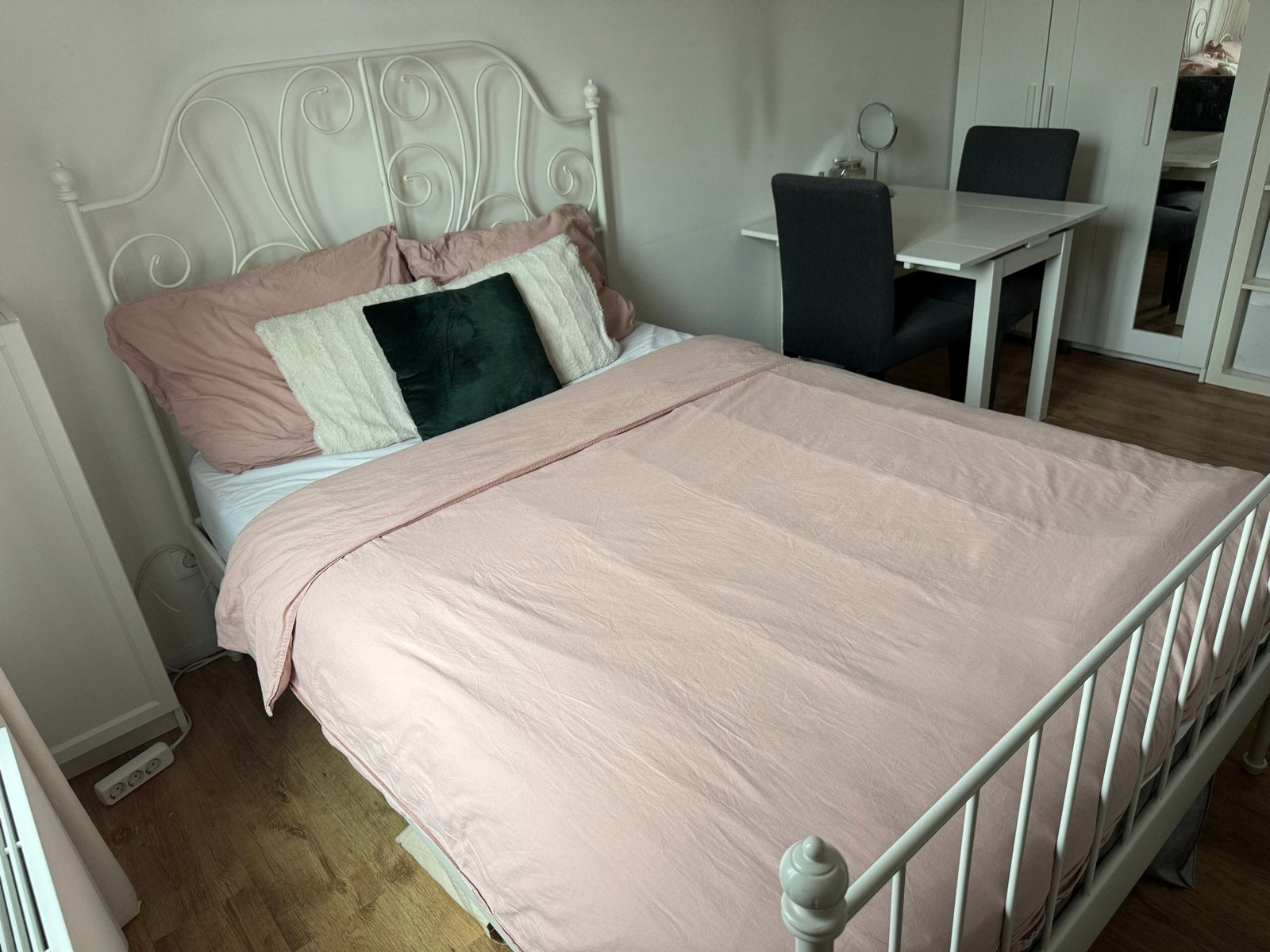 IKEA LEIRVIK Tweepersoonsbed (140x200 cm) incl Lattenbodems, Ophalen, Gebruikt, Wit, Tweepersoons