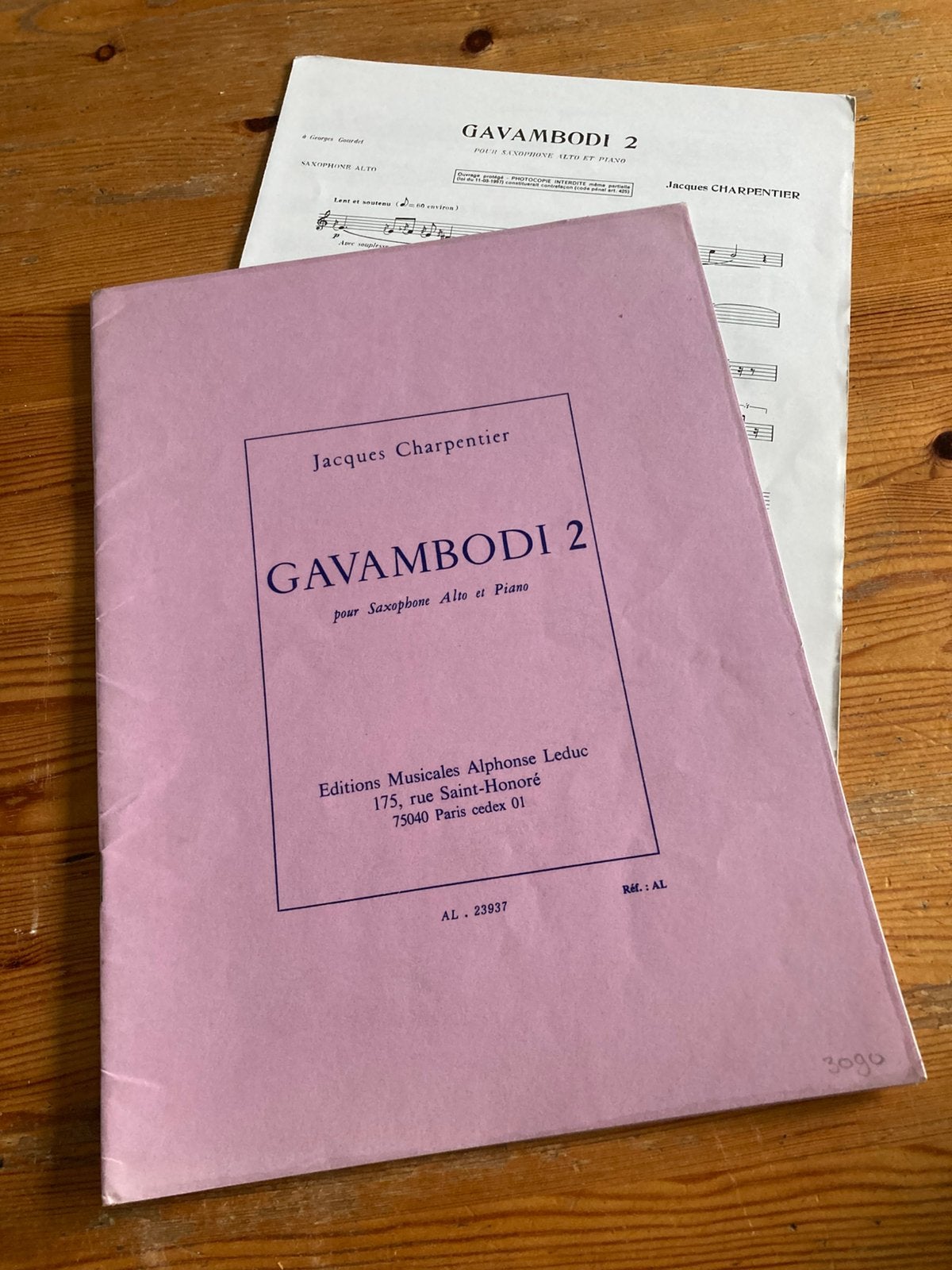 Gavambodi 2, Jacques Charpentier voor altsaxofoon en piano, Muziek en Instrumenten, Bladmuziek, Gebruikt, Saxofoon, Klassiek, Overige soorten
